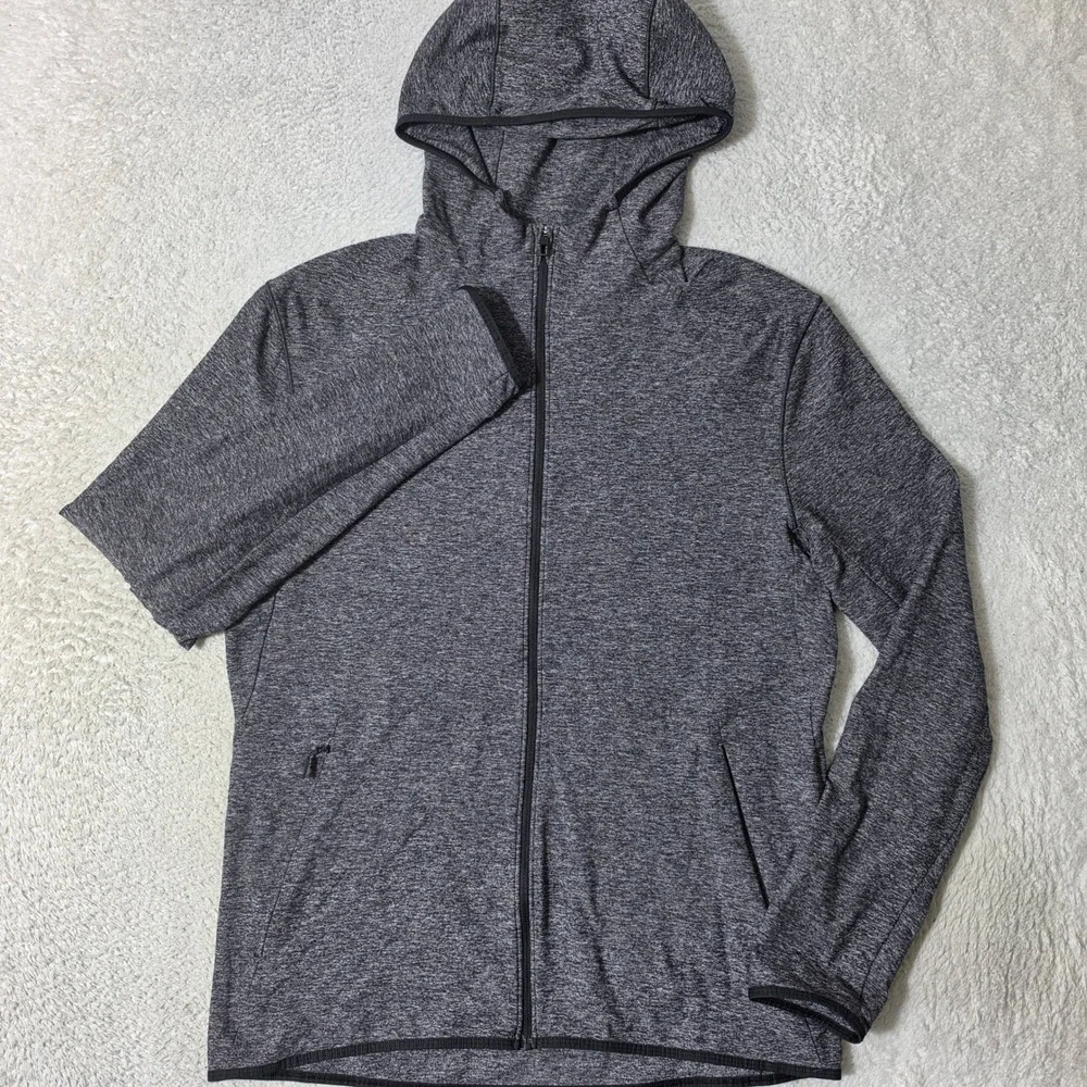 Lululemon Surge Warm Full‎ Zip Hoodie Mens Med Black Heathered L/S Style M3BSUS